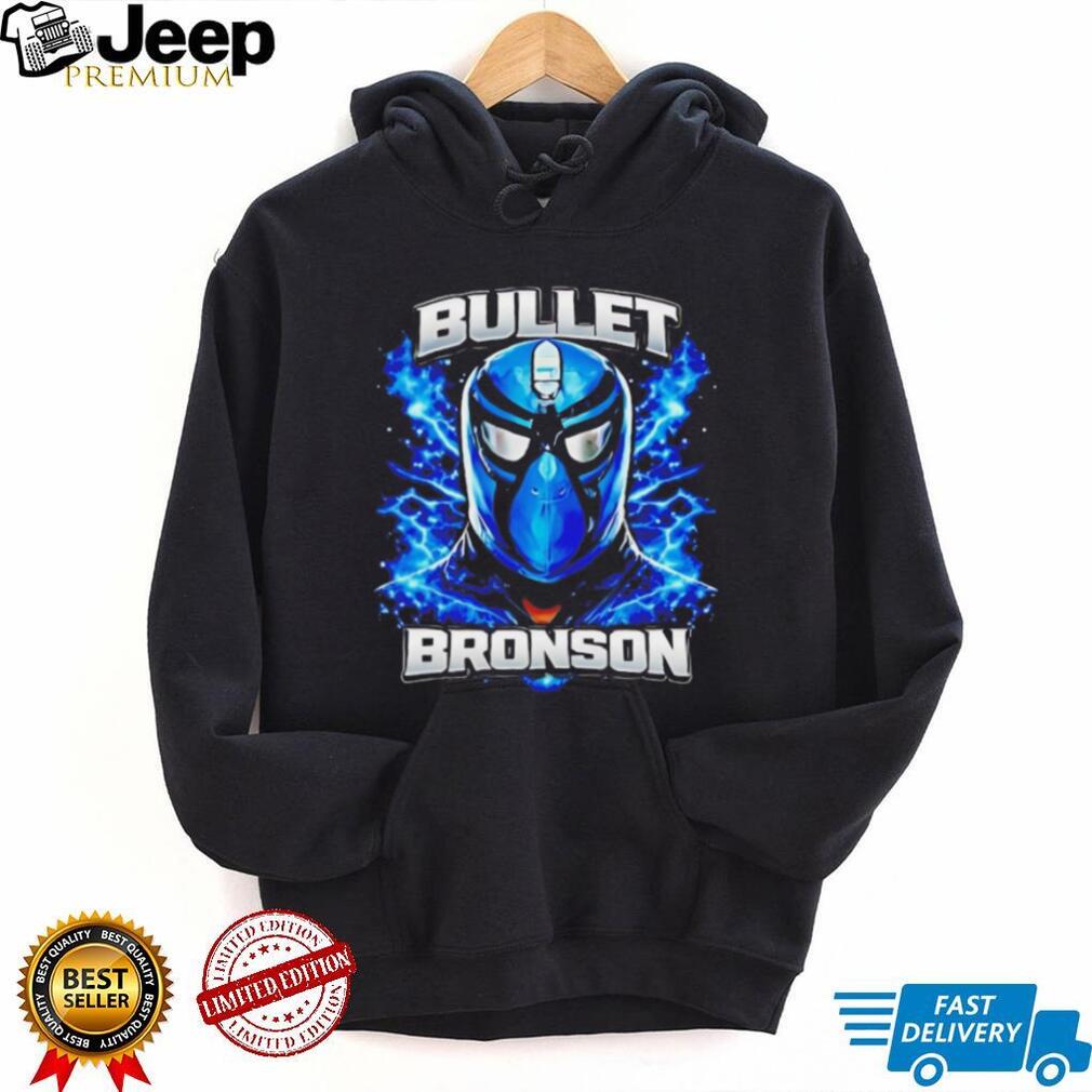 Bullet Bronson Blue Wrestling Mask Lightning Graphic T Shirt
