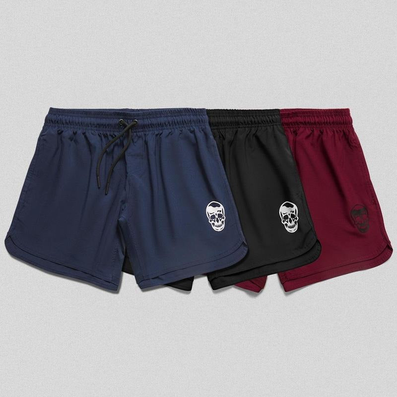 Premium 4-Way Stretch Training Shorts Bundle - Black/Navy/Burgundy for Summer Sports Shorts