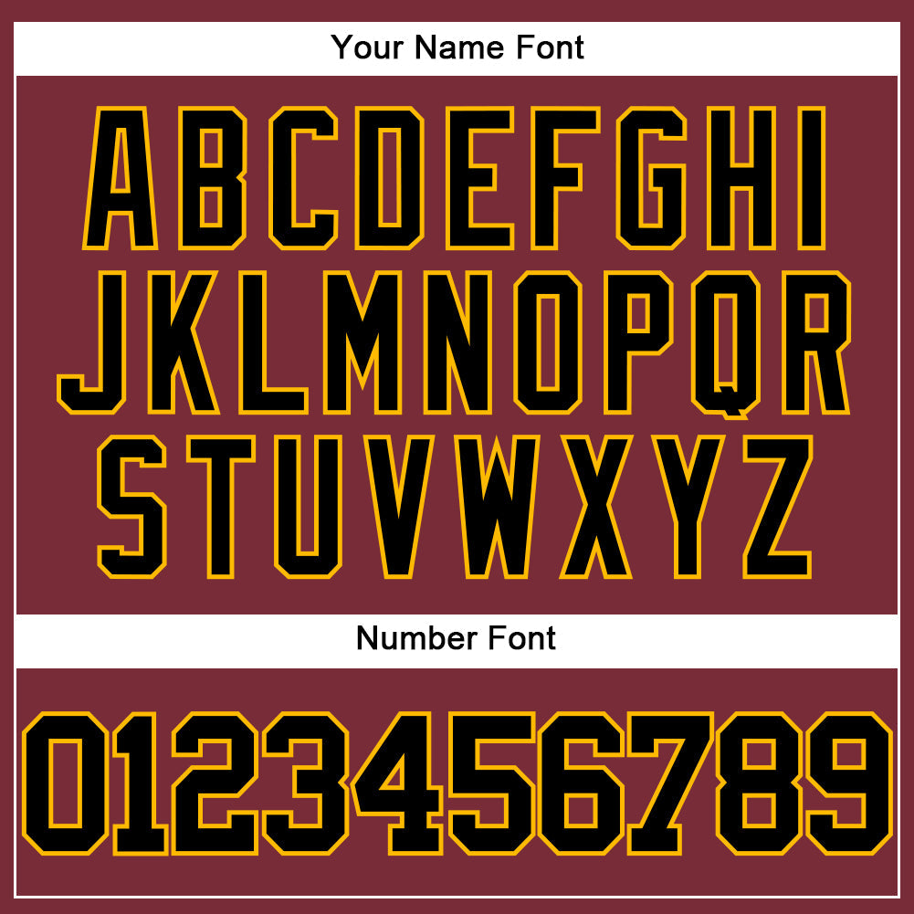 Custom Burgundy Black-Gold Authentic Baseball Jersey