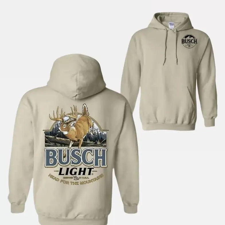 Busch Light Hoodie - Deer and Mountain Design, Hoodies For Country Girls, Ideal for Outdoor Enthusiasts, Comfortable and Warm, Perfect for Casual Wear and Hunting Fans Womenswear Sweaters