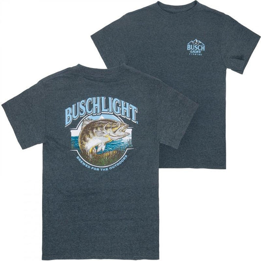 Busch Light Out Fishing Grey Colorway Front and Back Print T-Shirt