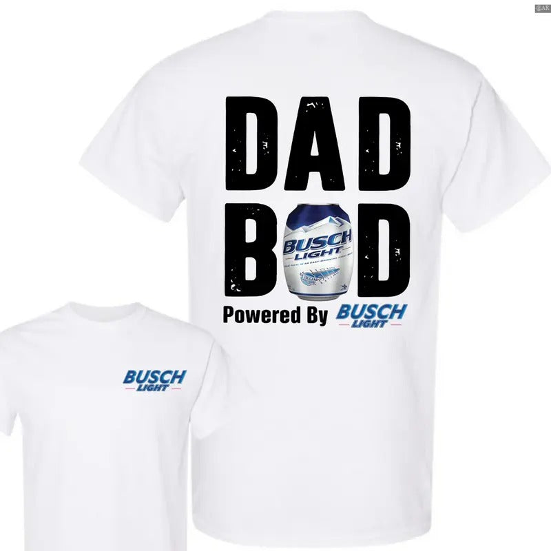 Busch Lite Dad Bod Powered By Busch Light Tshirt 2-Sided for Men, Retro Crewneck, Gift For Lovers, Cotton, Trendy Womenswear Top
