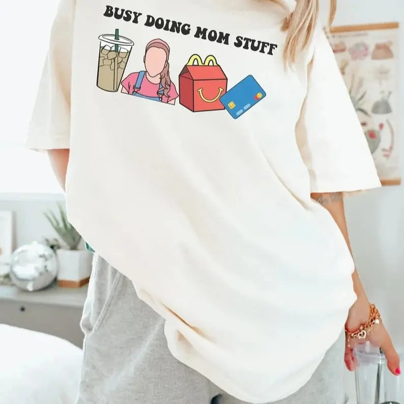 Busy Doing Mom Stuff TShirt, Iced Coffee Momma TShirt, Ms Rachel TShirt, Oversized Mama Shirt, Ms Rachel, Gift For Mom, Mothers Day Gift