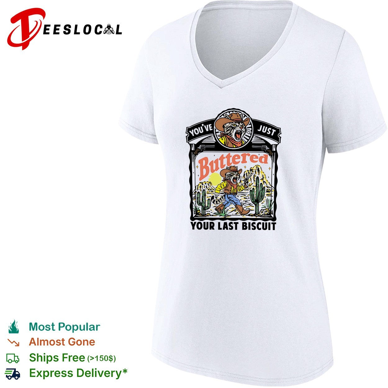 Buttered your last biscuit cowboy cat gunslinger shirt