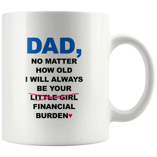 Đa No Matter How Old I Will Always Be Your Financial Burden Coffee Mug, Funny Dad Mug, Birthday Father Day From Daughter