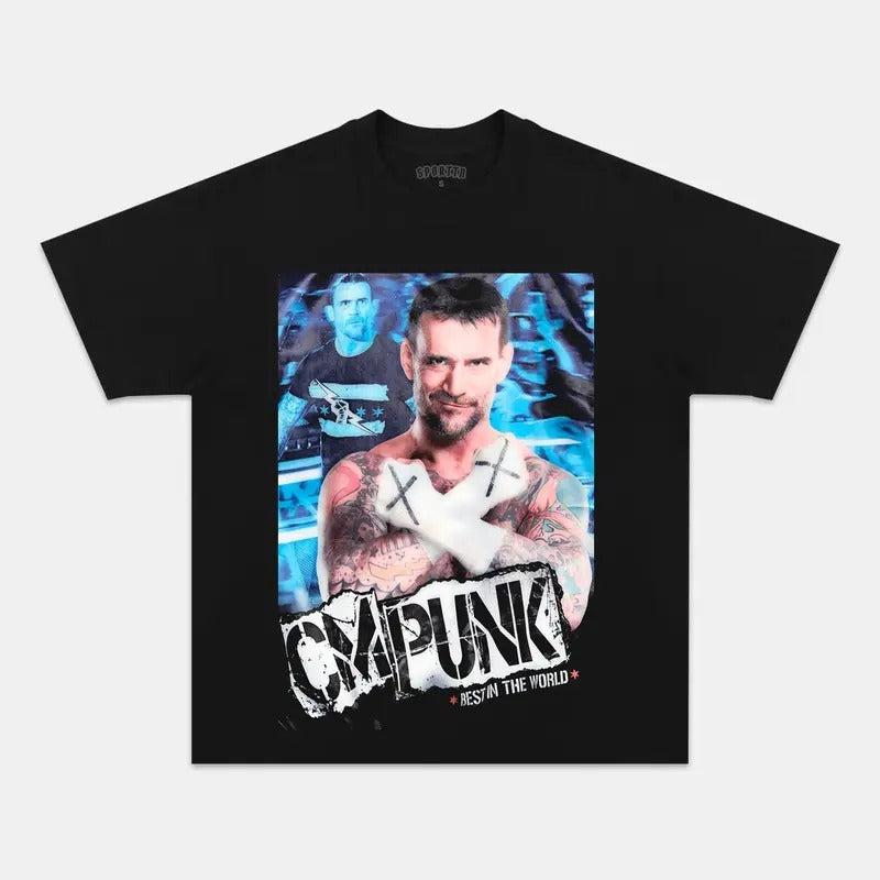 CM PUNK TEE 3 Boxing T-shirt, Boxer Tee, Sports Shirt, Athletic Tee, Fitness Gift, Workout T-shirt Crewneck Clothing Cotton Menswear