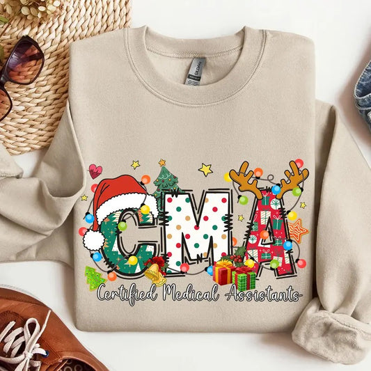 CMA Christmas Sweatshirt, Christmas CMA Nurse Shirt, Certified Medical Assistant T-shirt, Holiday Nurse Shirt, Nurse Gift