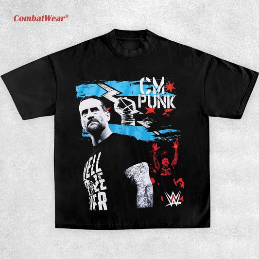 COMBATWEAR CM PUNK JUMBO PRINT TEE,  Wrestling Tee, Wrestling Graphic Tee, Wrestler Shirt, Sports Shirt, Vintage Wresting Shirt, Wrestling Gift