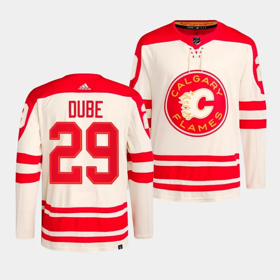 Calgary Flames #29 Dillon Dube 2023 NHL Heritage Classic Cream Authentic Jersey