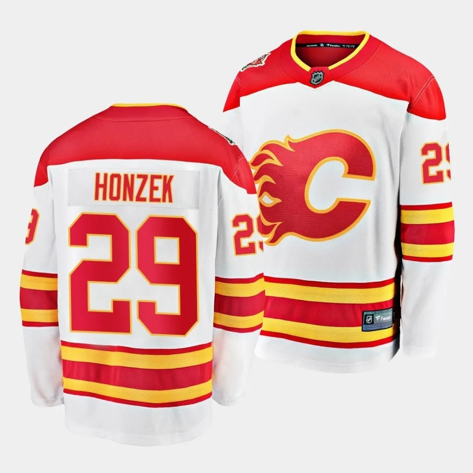 Calgary Flames #29 Samuel Honzek Away White Jersey 2023 NHL Draft