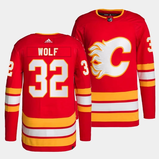 Calgary Flames #32 Dustin Wolf Authentic Primegreen Home Red Jersey