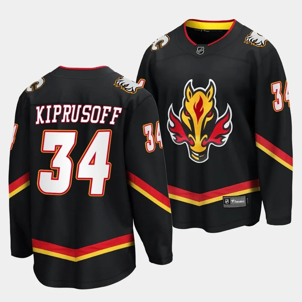 Calgary Flames #34 Miikka Kiprusoff Alternate Black Breakaway Player Jersey