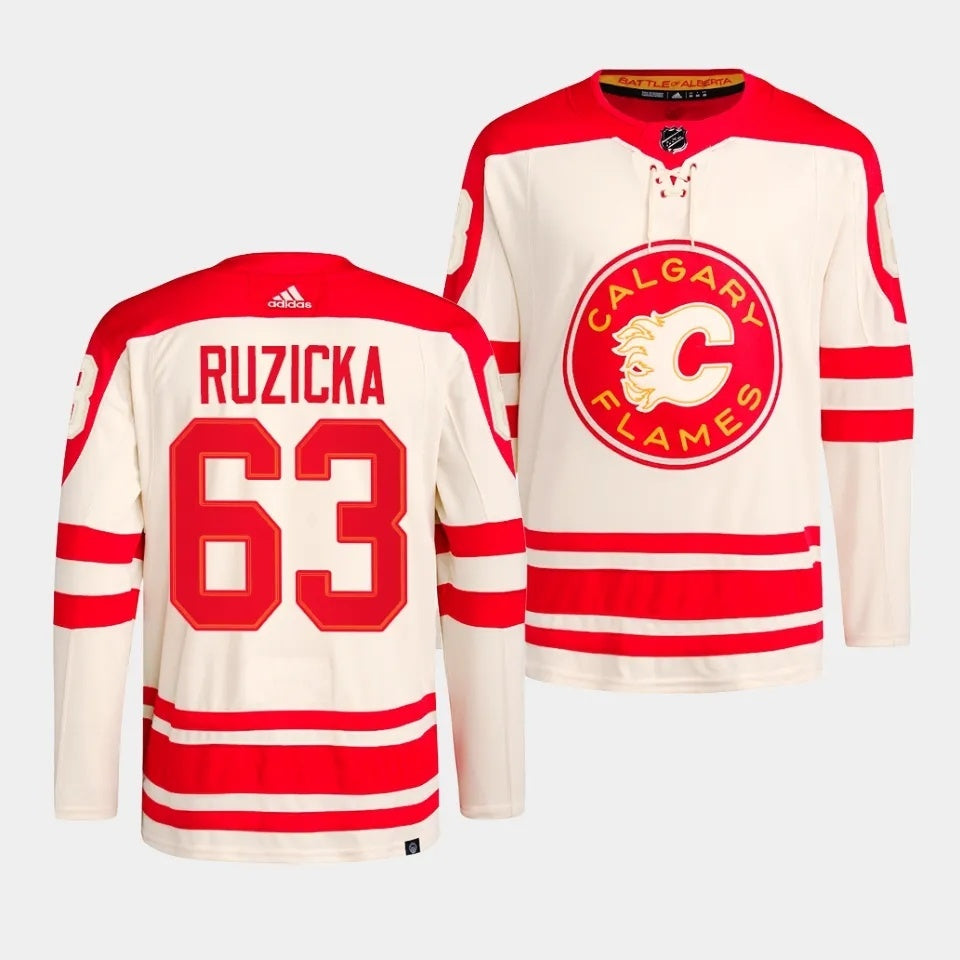 Calgary Flames #63 Adam Ruzicka 2023 NHL Heritage Classic Cream Authentic Jersey