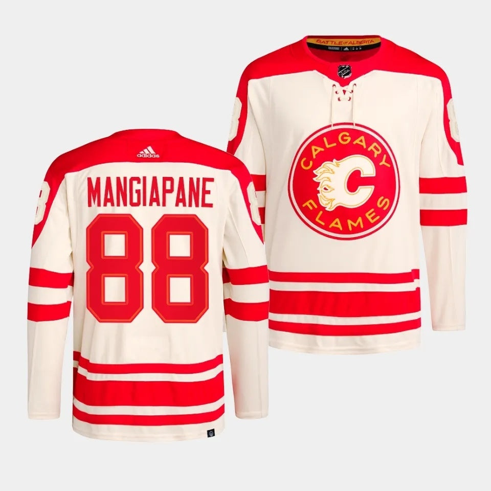 Calgary Flames #88 Andrew Mangiapane 2023 NHL Heritage Classic Cream Authentic Jersey