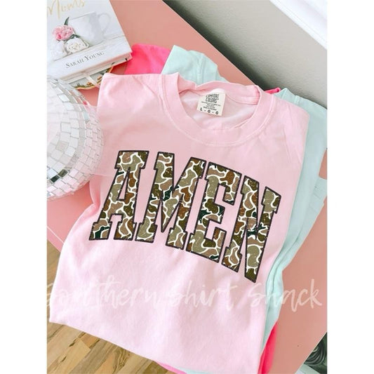 Camo Amen T shirt  | Christian Faith T shirt | Blossom comfort colors T shirt