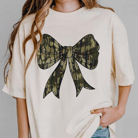 Camo Bow Shirt for Women, Camo Coquette Bow TShirt Gift for Her, Cute Camo Tshirt, Camo Bow Sweatshirt, Camo Coquette Bow Shirt, Duck Hunting Shirt, Gift fer Women, Comfort Shirt for Mom, Womens Hunting Sweatshirt, Women Top