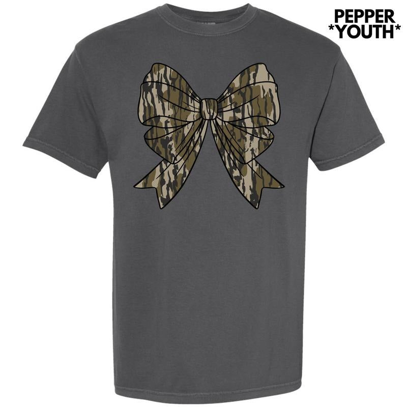 *** Camouflage Bow Comfort Colors T-Shirt (Youth) 'NLB'