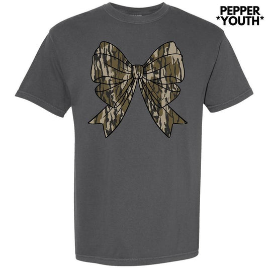 *** Camouflage Bow Comfort Colors T-Shirt (Youth) 'NLB'