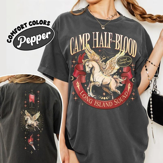 Camp Half Blood Comfort Colors Shirt, Pegasus Two-sided T Shirt,  Half Blood Chronicles Branches Tee, Gift For Book Lover Casual Womenswear