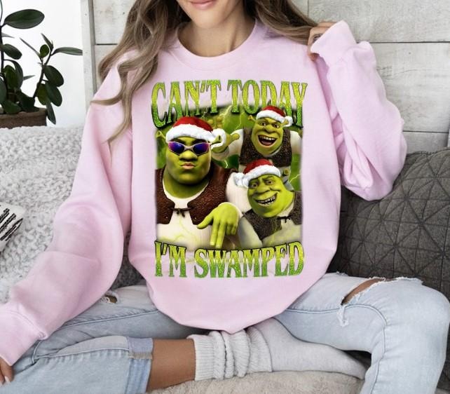Can't Today I'm Swamped Christmas Sweatshirt Shrek Meme, Funny Shrek Trending, Christmas Gift