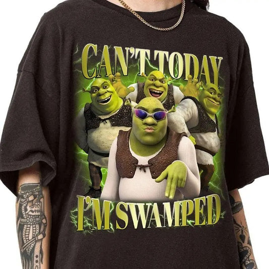 Can't Today I'm Swamped Shirt, Shrek Funny Trending Shirt _Trending Tee, Shrek Face Meme Shirt Classic Cotton