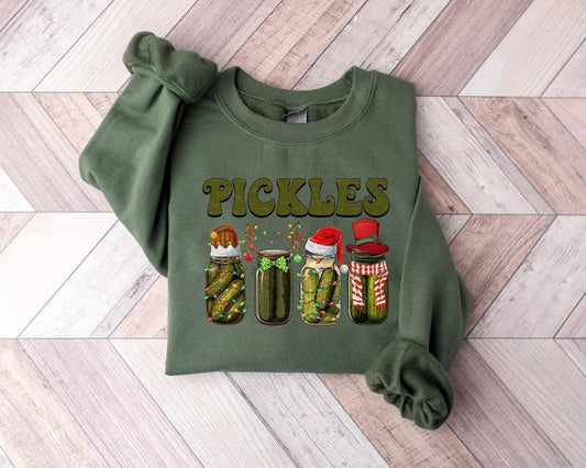 Canned Pickles Christmas Sweatshirt, Pickle Lover T-shirt, Vintage Pickles Shirt, Pickle Jar Gift Sweater, Canning Season Sweatshirt, Hoodie and Sweater; T-shirt Cotton Menswear