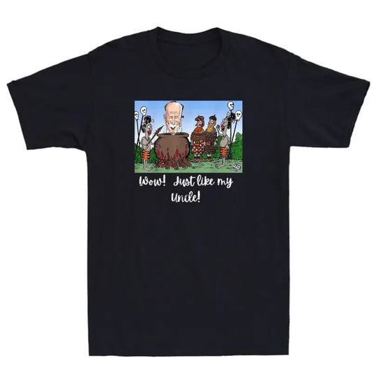 Cannibal Story About His Uncle Funny Cartoon Parody Humor Quote Men's T-Shirt