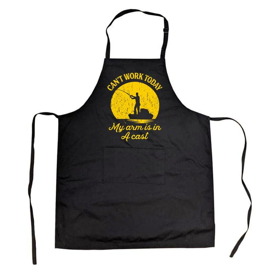 Cant Work Today My Arm Is In A Cast Funny Fishing Lovers Novelty Cooking Utensils Funny Aprons Office Apron Funny Fishing...