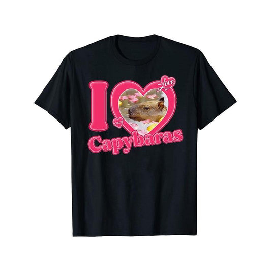 Capybara Lovers Paradise - Soft Medium Stretch Polyester Crew Neck Short Sleeve Tee for Men - Casual Summer Outfit for Animal Enthusiasts Made in USA