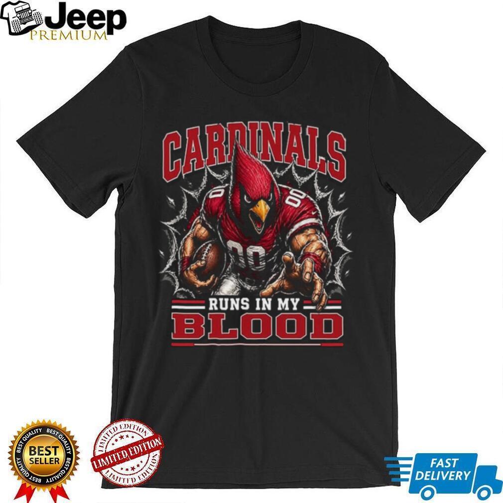 Cardinals Football Runs In My Blood Vintage Retro Sports Fan Apparel For Men Women Shirt