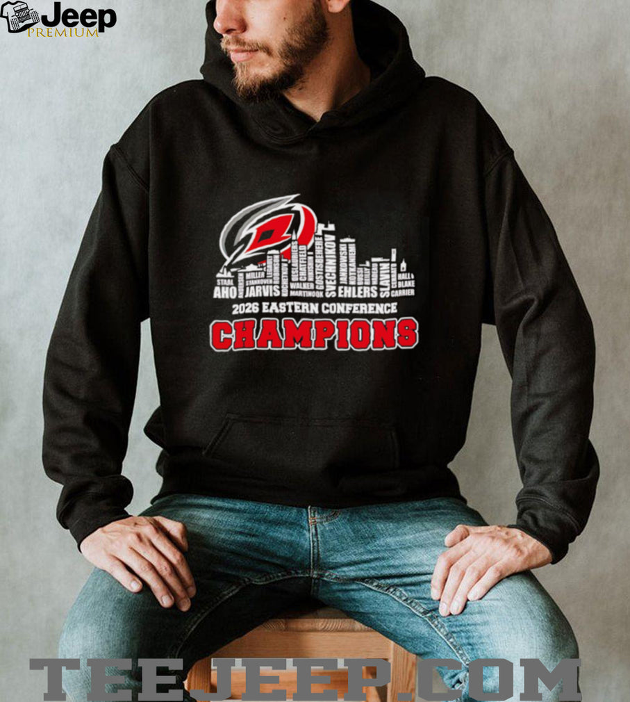 Carolina Hurricanes 2026 Eastern Conference Champions skyline text shirt