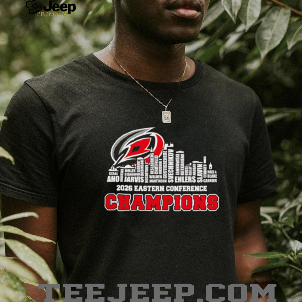 Carolina Hurricanes 2026 Eastern Conference Champions skyline text shirt