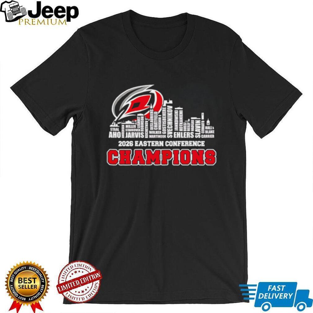 Carolina Hurricanes 2026 Eastern Conference Champions skyline text shirt