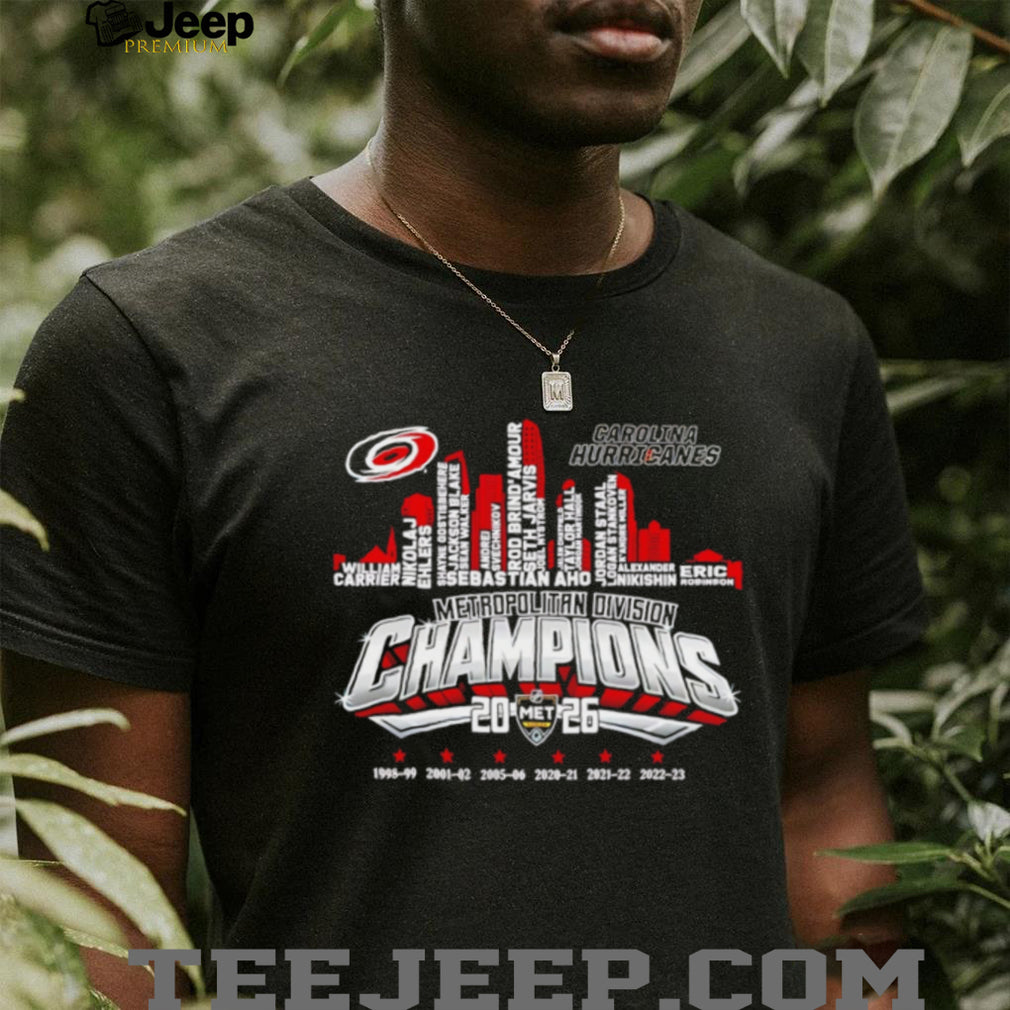 Carolina Hurricanes 2026 Metropolitan Division Champions Roster Skyline T Shirt