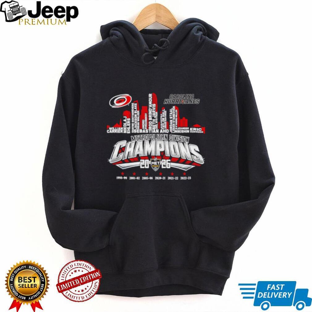 Carolina Hurricanes 2026 Metropolitan Division Champions Roster Skyline T Shirt