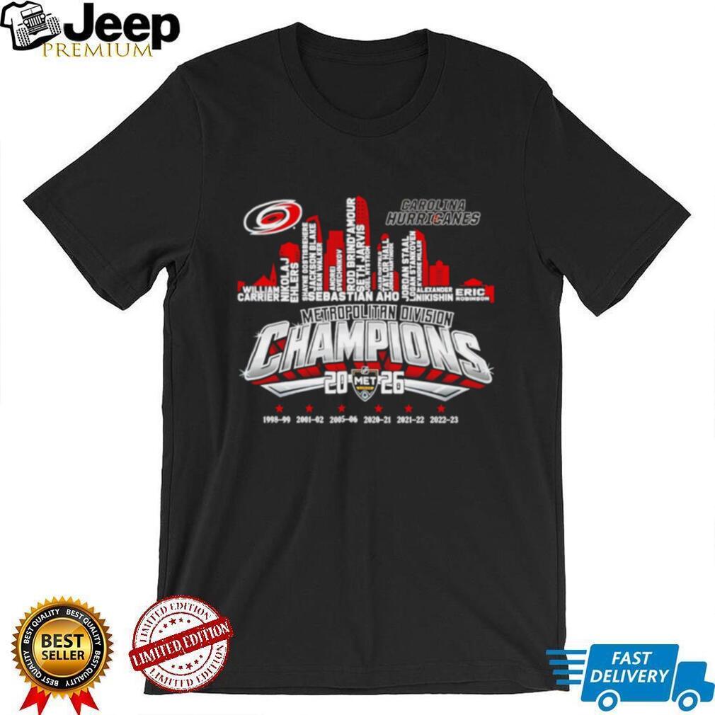 Carolina Hurricanes 2026 Metropolitan Division Champions Roster Skyline T Shirt