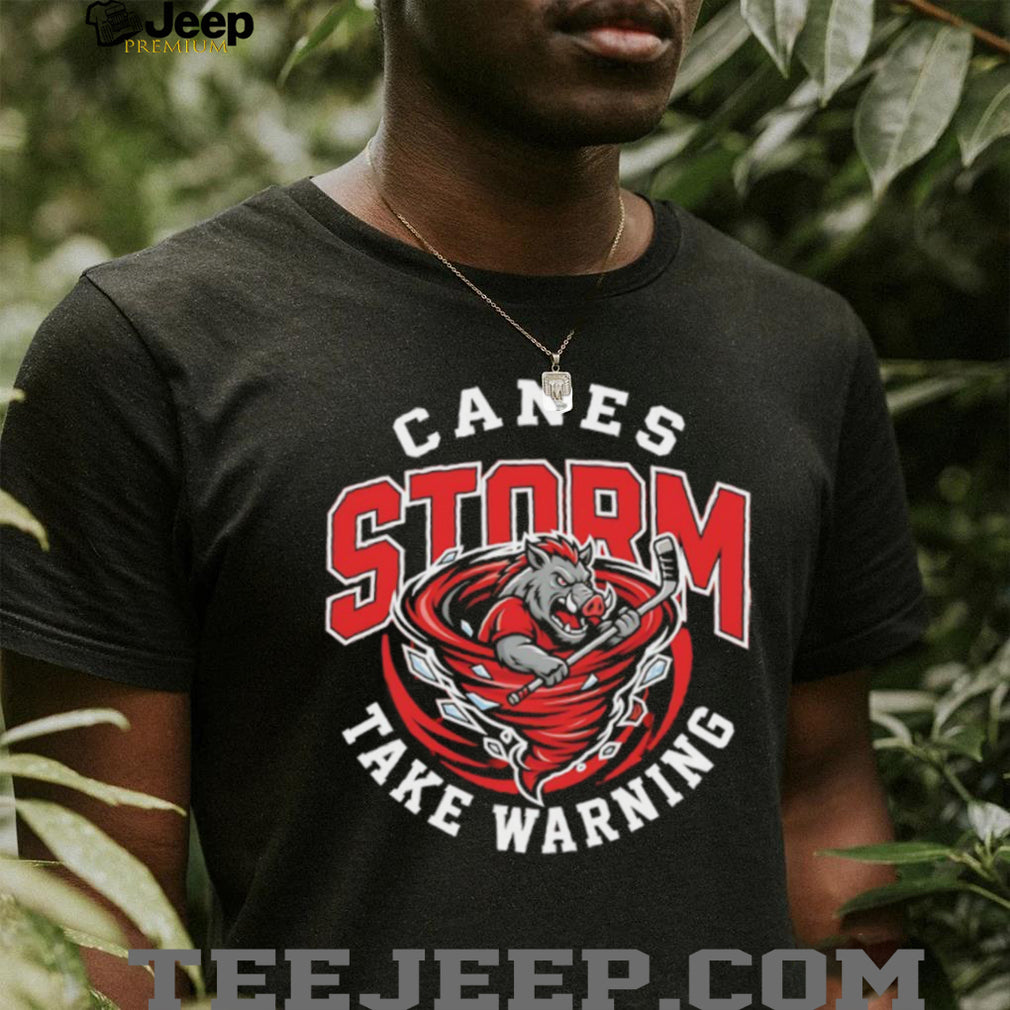 Carolina Hurricanes Canes Storm Take Warning Hockey Mascot Vintage Retro Men Women Fans T Shirt