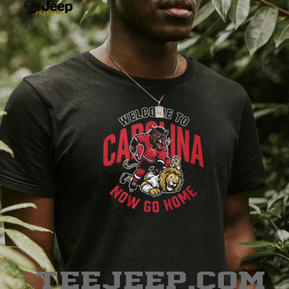 Carolina Hurricanes Hockey Mascot Wild Boar Versus Lion Rivalry Game Fans Men T Shirt