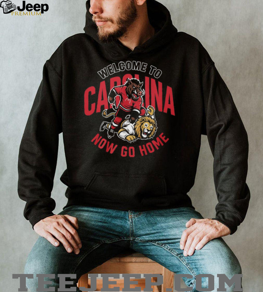 Carolina Hurricanes Hockey Mascot Wild Boar Versus Lion Rivalry Game Fans Men T Shirt