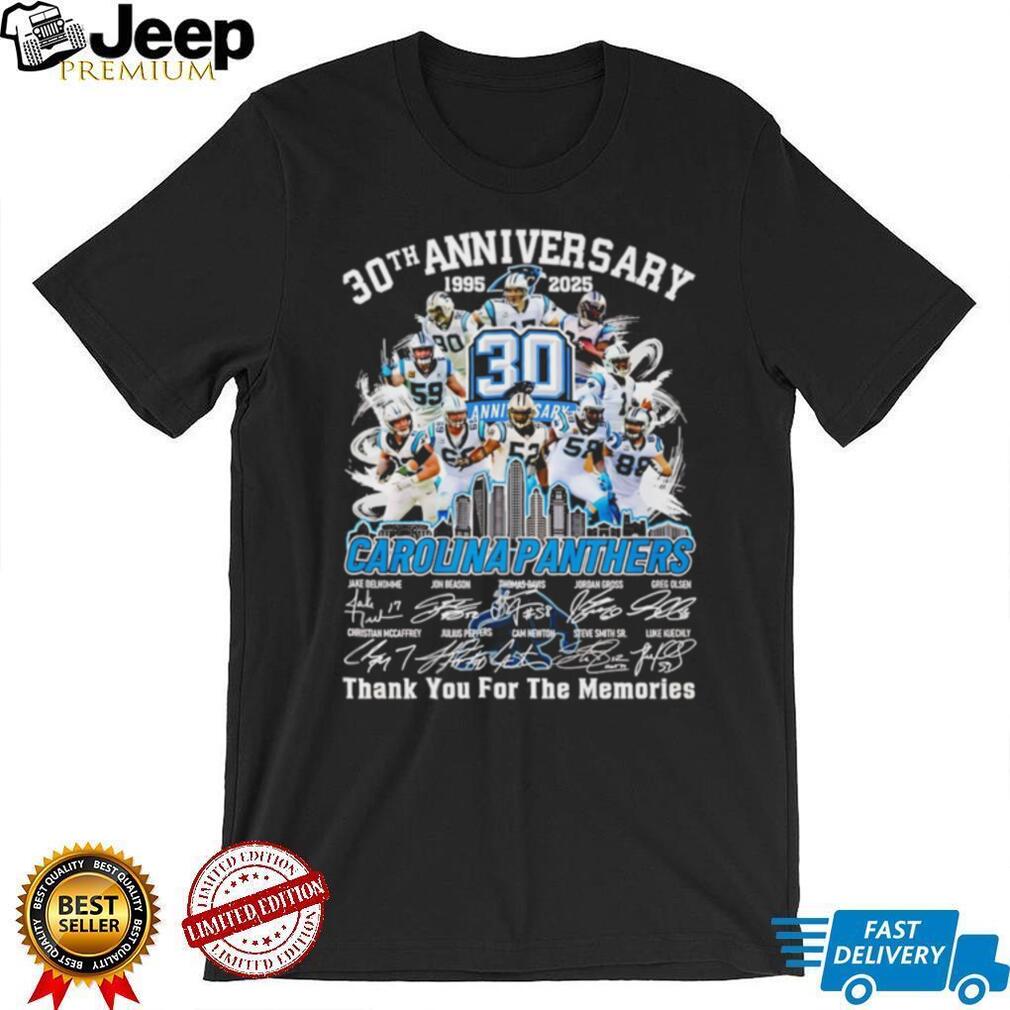 Carolina Panthers 30th Anniversary 1995 2025 Legends Signatures T Shirt
