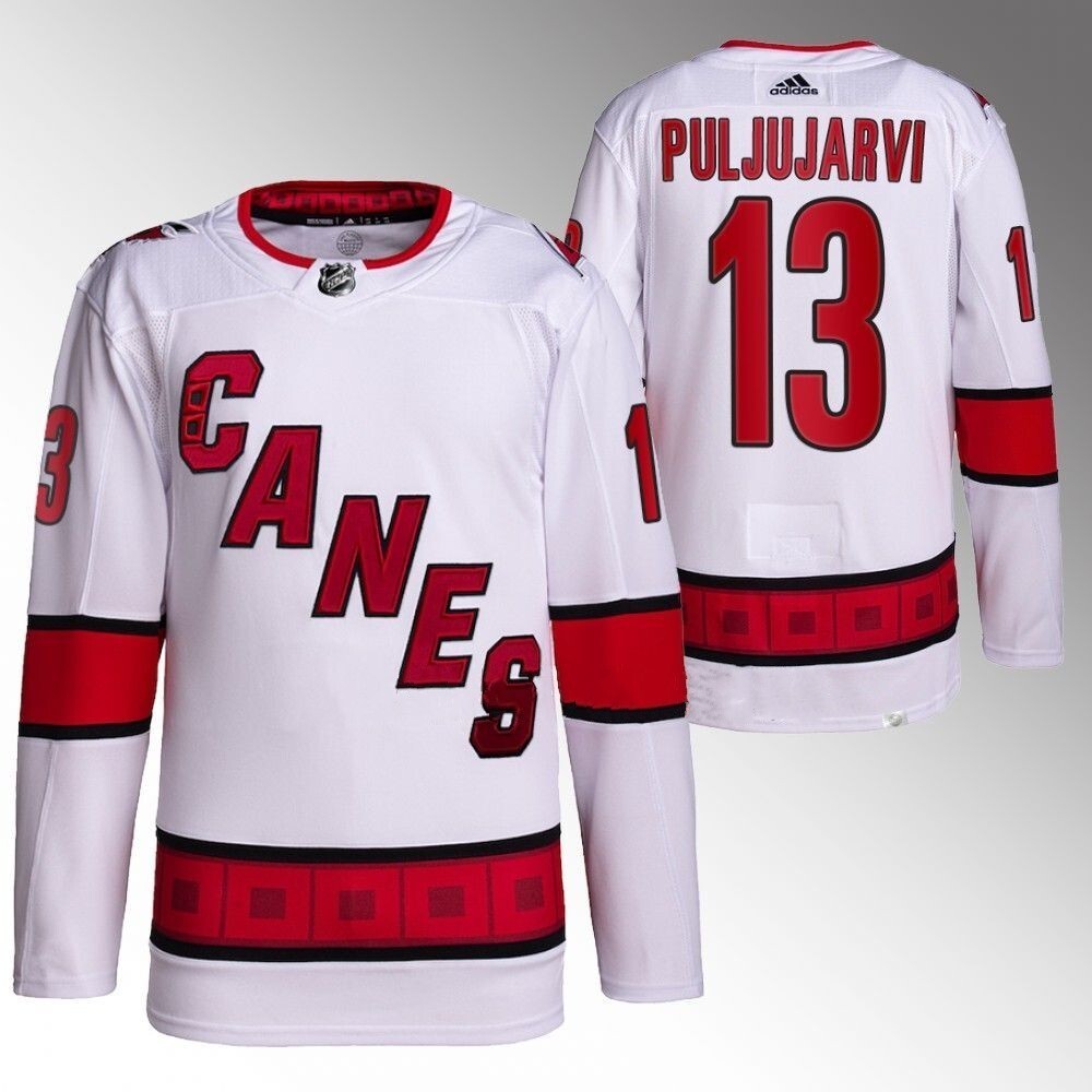 Carolina Hurricanes #13 Jesse Puljujarvi White Away Jersey_conew1