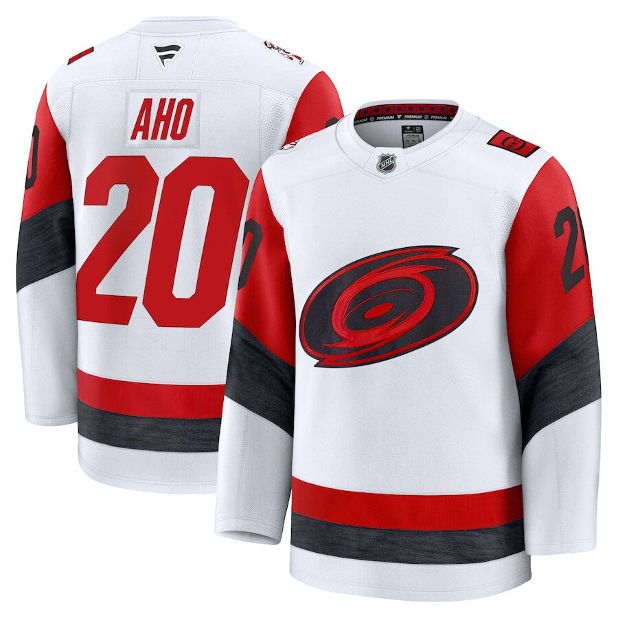 Carolina Hurricanes #20 Sebastian Aho Fanatics Away Premium Jersey - White