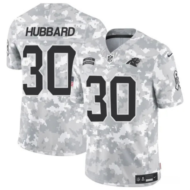 Carolina Panthers #30 Chuba Hubbard 2024 F.U.S.E Arctic Camo Salute To Service