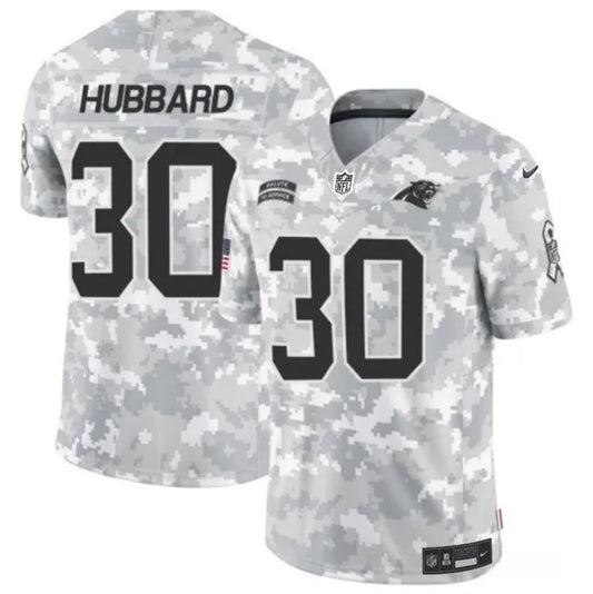 Carolina Panthers #30 Chuba Hubbard 2024 F.U.S.E Arctic Camo Salute To Service