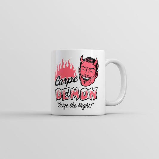 Carpe Demon Mug Funny Sarcastic Halloween Graphic Novelty Coffee Cup-11oz Funny Coffee Mugs Ceramic Printed Drinkware Cup