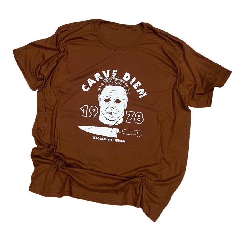 Carve Deim Halloween Tee Rust brown Modern Fit soft cotton