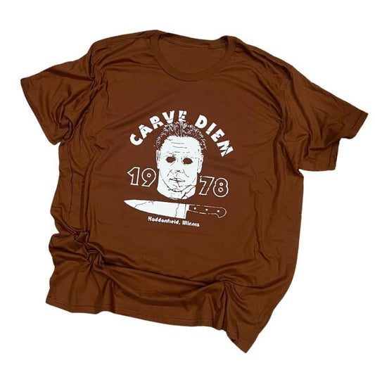 Carve Deim Halloween Tee Rust brown Modern Fit soft cotton