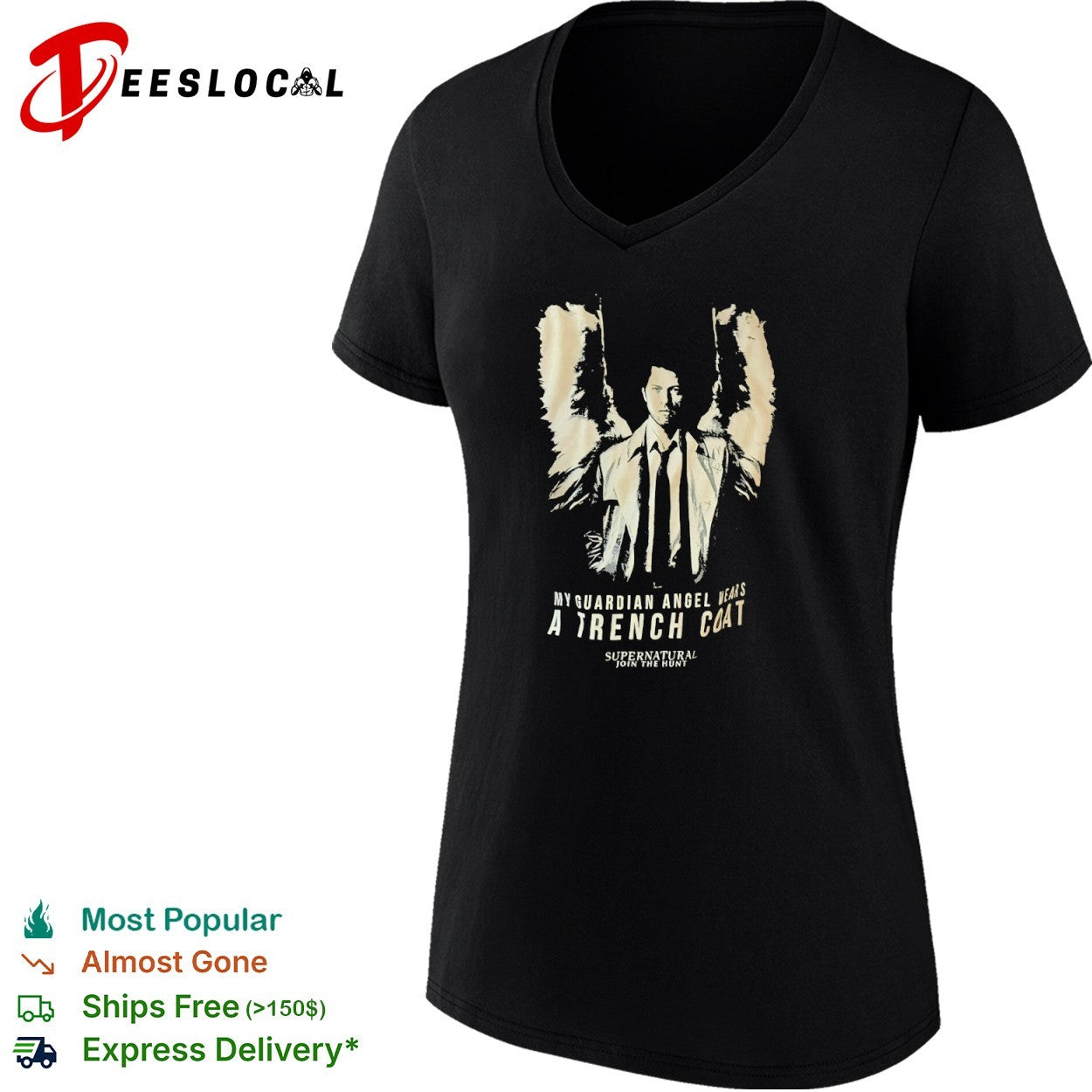 Castiel Supernatural My Guardian Angel Wears a Trench Coat Join the Hunt shirt