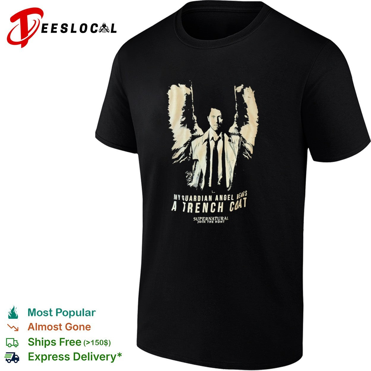 Castiel Supernatural My Guardian Angel Wears a Trench Coat Join the Hunt shirt