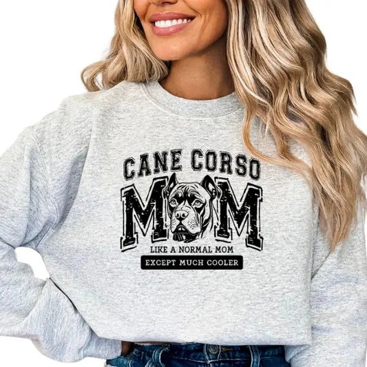 Casual Cane Corso Mom Sweatshirt, Dog Lover Pullover Crewneck Sweatshirt, Comfortable Long Sleeve Cane Corso Mom Sweatshirt, Dog Mama Sweatshirt, Pet Tee, Dog Lover Gifts for Women, Cane Corso Dog Sweatshirt